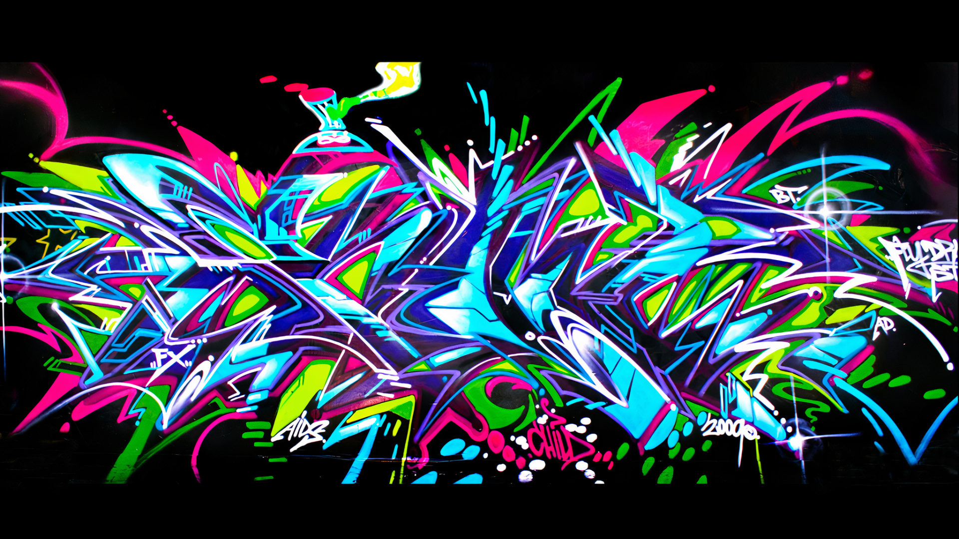 Psychedelia - Large scale electric wild style graffiti mural by Snow
